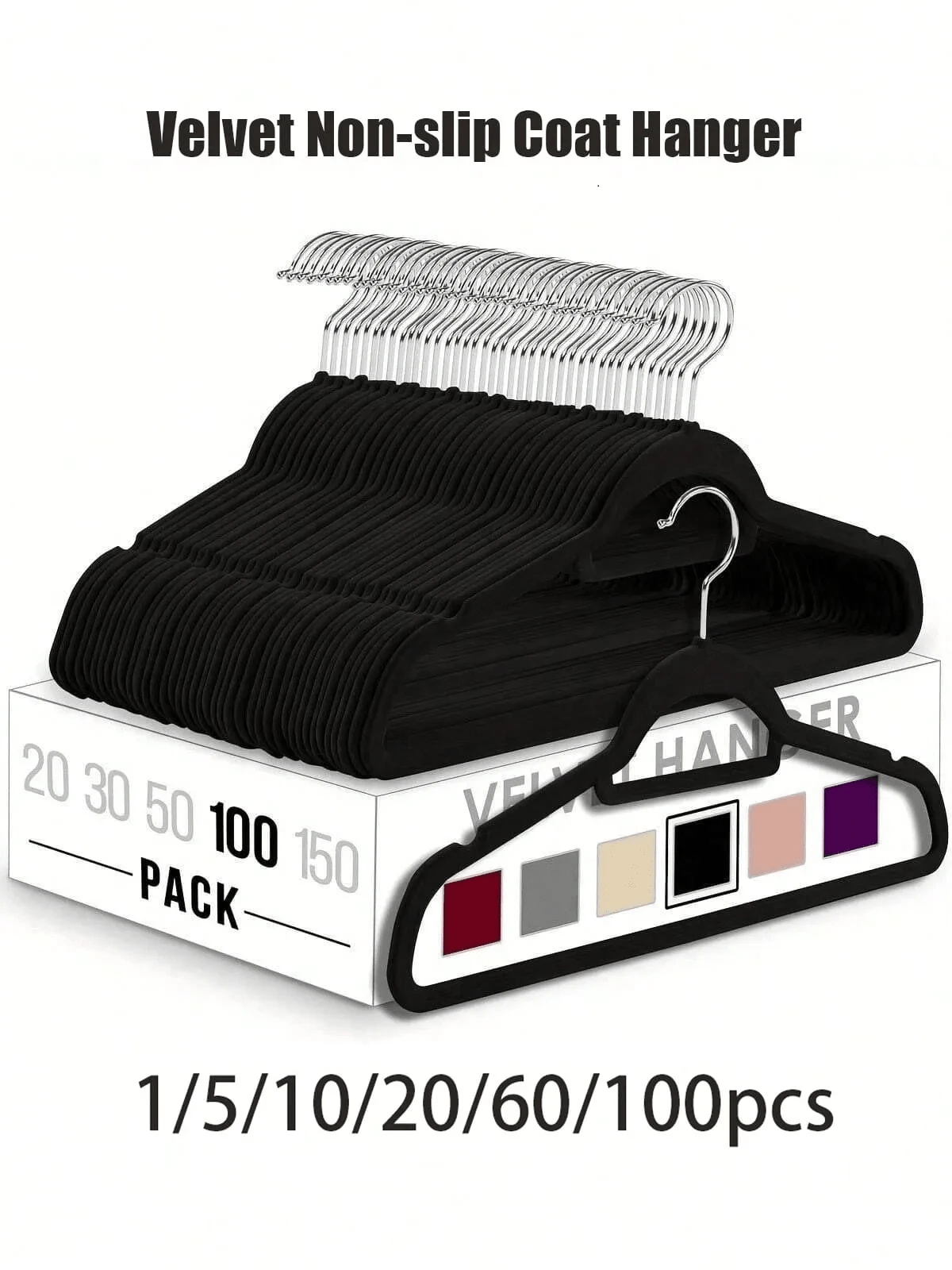 20pcs/10pcs Premium Velvet Hangers, Non-Slip Clothes Hangers, Dry & Wet Dual-Use Drying Racks, Skort Clips, 360° Rotating Hooks, Suitable For Suits, Coats, Space-Saving Stackable For Dresses, Pants, Shoes, Jeans, Boots, Skirts, Suitable For Spring, Summer, Autumn, Winter