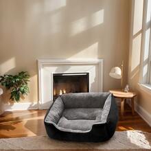 Washable Pet Bed For Dogs And Cats, Super Soft Plush Calming Mattress With Non-Slip Bottom, Pet Beds For Dogs Small Medium - Orthopedic Support & Anxiety Relief Dog Bed - 黑色 - 查看 4