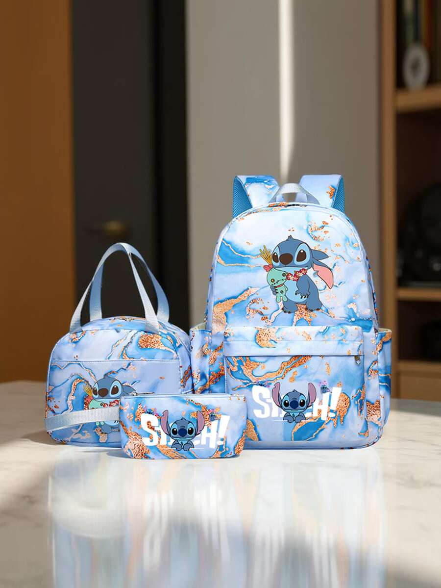 Bộ 3 balo Stitch, dây đeo vai có thể điều chỉnh, nhẹ và thoải mái, dung tích lớn, chất liệu nylon, khóa kéo, ngăn đựng laptop, bao gồm 1 túi xách, họa tiết hoạt hình, phù hợp cho đi làm, đi học, du lịch, công sở, dã ngoại, quà tặng ngày lễ hoàn hảo. - Nhiều màu - Xem 1