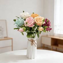 1pc/3pcs/6pcs Artificial Rose Flowers, Fake Double Flower Bouquet, Home Decor, Vase Decor, Wedding Bouquet, Wedding Backdrop Decor, Bedroom & Living Room Decor / Artificial Lifelike Rose Flowers, Suitable For All Seasons - Multicolor - View 8