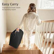 1pc Dirty Clothes Basket, Foldable Handheld Fabric Laundry Hamper For Home, Bedroom, Bathroom Storage - Black - View 7