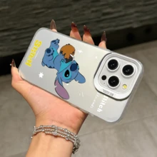 Disney Lilo & Stitch Angel Series  Case, Cute Cartoon Anime Design, Suitable For  17, 16, 15, 14, 13, 12, 11 Pro Max, XS, XR And X, Features A Reflective Back And Shockproof Corners. Perfect As A Birthday Gift, Holiday Gift, Or Valentine's Day Gift. - Pink - View 11