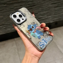 Disney Lilo & Stitch Angel Series  Case, Cute Cartoon Anime Design, Suitable For  17, 16, 15, 14, 13, 12, 11 Pro Max, XS, XR And X, Features A Reflective Back And Shockproof Corners. Perfect As A Birthday Gift, Holiday Gift, Or Valentine's Day Gift. - 紫色 - 查看 10