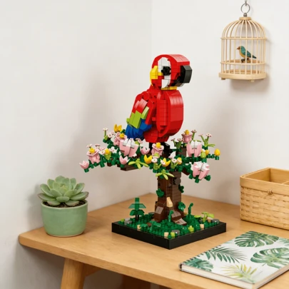 1542片动物主题迷你积木套装：DIY 3D拼装玩具。色彩丰富，造型生动，包含红鹦鹉、猫头鹰、霸王龙、迅猛龙等多种模型，满足不同需求。是宠物爱好者的理想之选，带来身临其境的动物园体验。它能提升反应能力，拓展空间思维，同时也是一款绝佳的减压玩具。是家居装饰、生日和节日礼物的理想之选。