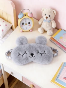 Cute Cartoon Rabbit Ears Faux Silk & Plush Eye Mask, Comfortable Sleep Mask, Can Be Used As Cold Or Hot Compress Eye Mask - Pink - View 10