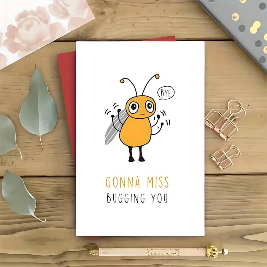 1pc Cute Travel Cards | Special Farewell Gifts For Friends & Colleagues Funny Bee Card - Red - View 1