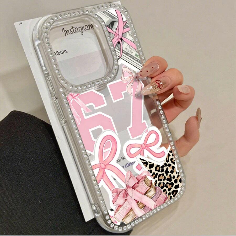 Book Money 67 Leopard Star Patterned Clear Acrylic Double-Sided Rhinestone-Encrusted Phone Case Is Compatible With IPhone 17 Pro Max/Air/16/15/14/13/12/11. It's An Ideal Gift For Christmas, Valentine's Day, And New Year's, Perfect For Boyfriends, Girlfriends, And Family. - 無色 - 查看 1