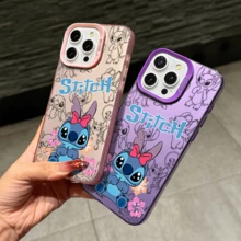 Disney Lilo & Stitch Angel Series  Case, Cute Cartoon Anime Design, Suitable For  17, 16, 15, 14, 13, 12, 11 Pro Max, XS, XR And X, Features A Reflective Back And Shockproof Corners. Perfect As A Birthday Gift, Holiday Gift, Or Valentine's Day Gift. - Black - View 6
