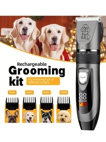 1 Set de Cortapelos para Mascotas, Afeitadora con Pantalla Digital, Cortaúñas para Perros, Cortapelos Eléctrico Recargable de 1200mAh para Perros Pequeños, Medianos y Grandes - Multicolor - Ver 10