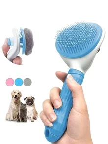 1pc Pet Grooming Brush, Cat Brush, Flea Comb, Self-Cleaning Brush, Pet Trimming Brush, Pet Massage Brush, Deshedding Tool, Dematting Brush, Self-Cleaning Deshedding Brush, Pet Cleaning Tool, Hair Collection Brush, Dog Brush, Cat Brush, Pet Deshedding Brush, Pet Supplies - Multicolor - View 11
