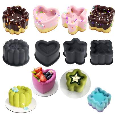 Silicone Flower Shaped Mold, Heart Silicone Mousse Mold, Artistic Chocolate Cake Mold