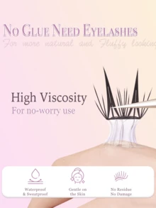 36Clusters Pre Glued Lashes Manga No Glue Needed Eyelashes C Curl Korean Style Natural Glue Free Eyelash 9-11mm False Eyelash Press On Lashes Self Adhesive Eye Lash Reusable Long Lasting Japanese Makeup Natural Look Wispy Eyelash Extensions Gift For Women & Girl Makeup Tools - C - 查看 2