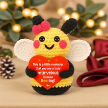 1pc Handmade Crochet Desktop Decor Ornament, Cute Bee Plush Doll, Great Birthday Gift For Best Friend, Girlfriend, Sister, Mom, Grandma, Coworker, Family, Keychain, Positive Emotion Support, Creative Party, Christmas, Valentine's Day, Thanksgiving, Home Bedroom Decoration, Small Gift - Multicolor - View 2