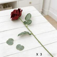 1pc/3pcs/6pcs Artificial Rose Flowers With Green Leaves, Lifelike Large Blooms / Maintenance-Free White, Red, Pink, Purple Fake Flowers / Suitable For Home Vase Filler, Wedding, Party, Mother's Day, Women's Day Gifts, All Season Durable Silk Flower Arrangement - Multicolor - View 23