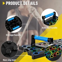 1pc Black Multi-Functional Push-Up Board, Portable And Foldable, With Anti-Slip Surface And Handles, Suitable For Chest, Abdomen, Arm And Back Exercises, Unisex Allenamento A Casa - Multicolor - View 5