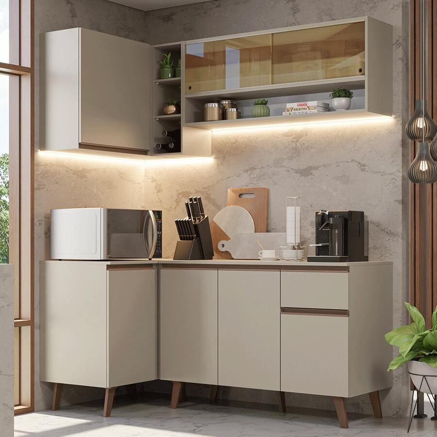 Cocina Integral Completa Modular Madesa Nice 265cm Crema 01 - Beis - Ver 1