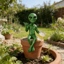 趣味外星人树脂摆件，创意醉酒姿势，栩栩如生的迷你外星人装饰品，适用于客厅、书架、书桌、办公室，可缓解压力，可爱摆件 - 彩色 - 查看 11