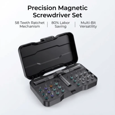 24-In-1 Precision Ratchet Screwdriver Set - Multipurpose Magnetic Bit Repair Tool Kit For Electronics, PC, Watch, & Home Maintenance - Compact DIY Hand Tool Set