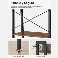 Estantería Escalera Industrial De 4 Niveles Para Hogar O Oficina - Marrón - Ver 5