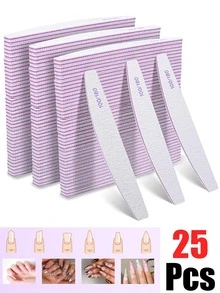 25/10/3Pcs Nail File, Professional Nail File, 100/180/240 Grit Double-Sided Graded Nail Buffers, Natural Nails, Nail Tech Supplies, Nail Tech Must Haves, Washable Reusable Emery Board - Grey - View 1