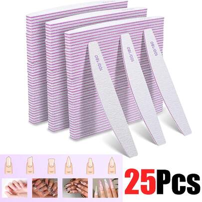 25/10/3件套指甲锉，专业指甲锉，100/180/240目双面磨砂指甲锉，适用于天然指甲，美甲师用品，美甲师必备，可水洗重复使用砂纸锉