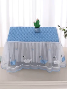 1pc Microwave Oven Cover, Dust-Proof Full Enclosure Lace Embroidered Fabric Cover For Electric Oven, Printer, Universal Use