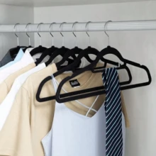 20 pièces/10 pièces Cintres en velours premium, cintres à vêtements antidérapants, sèche-linge à double usage sec et humide, pinces à jupe, crochets pivotants à 360°, convient pour les costumes, manteaux, rangement gain de place empilable pour les robes, pantalons, chaussures, jeans, bottes, jupes, convient pour le printemps, l'été, l'automne, l'hiver - Multicolore - Voir 3