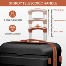4 Piece Luggage Set 16/20/24/28 Inch Hardside Lightweight Suitcase With Spinner Wheels (Purple) - 黑褐色 - 查看 8