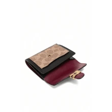 Stylish Coach C-Buckle Wallets For Women Purses Two-Tone Logo Print Short Wallet With Flap Closure