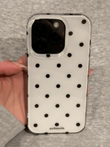 Simple & Cute Black & White Polka Dot Phone Case, Compatible With IPhone 17 Pro Max, 16, 15, 14 Plus, 13, 12, 11, 14, 15, 16 Pro Max Back Cover - White - View 2