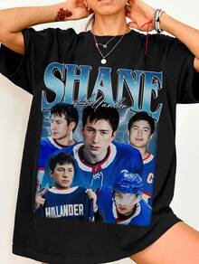 Plus Size Women's Vintage Hockey Hollanov Heated Rivalry Graphic Tee T-Shirt Casual Minimalist Pattern Round Neck Short Sleeve Loose Fit Plus Size T-Shirt, Suitable For Summer, Going Out - 4A - 查看 1