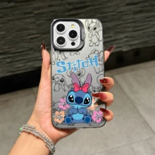 Disney Lilo & Stitch Angel Series  Case, Cute Cartoon Anime Design, Suitable For  17, 16, 15, 14, 13, 12, 11 Pro Max, XS, XR And X, Features A Reflective Back And Shockproof Corners. Perfect As A Birthday Gift, Holiday Gift, Or Valentine's Day Gift. - White - View 7