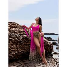 Leopard Sequin Swimsuit For Women 2 Piece - High Neck Bathing Suit With Cover Up - Sexy Sheer Beach Swimwear - Halter Bikini Set - Summer Vacation Outfits - 多色1020 - 查看 6