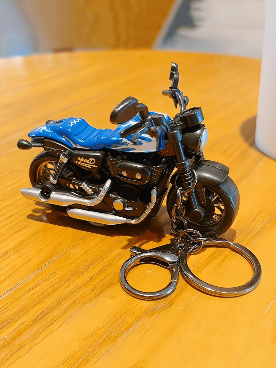 1个酷炫合金摩托车造型钥匙扣，创意汽车钥匙链吊坠，包包挂饰，独特情侣礼物，可活动 - 彩色 - 查看 1