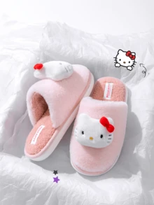 Cute Plush Slippers, Fluffy Pink Home Slippers For Women And Girls, Non-Slip Sole, Warm And Comfortable, Soft Plush Indoor Shoes, Cartoon Pattern Design, Ideal Choice For Winter, Perfect Home Gift For Friends And Family, Relaxing Companion, Suitable For Children 4+ Years Old, Multiple Sizes Available