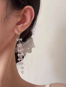 1对柔软甜美的流苏耳环，精致百搭，粉色 - 1對流蘇粉紅色耳飾 - 查看 6