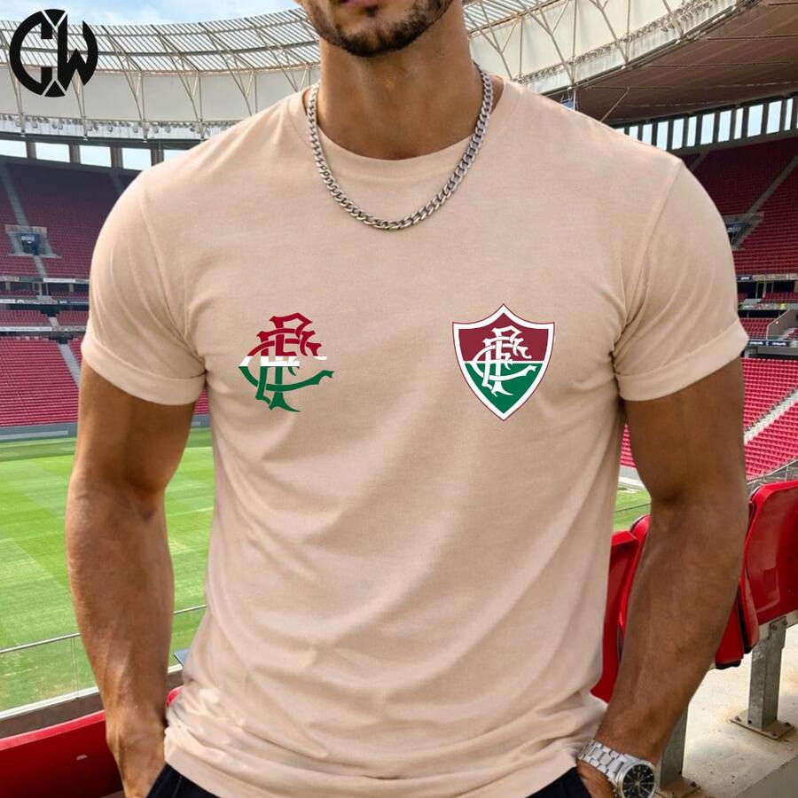 Fluminense T-Shirt With 2 Badges, Basic, Premium Release - Màu be - Xem 1