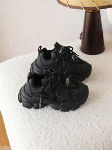 1双儿童休闲运动鞋，新款春秋季男女童厚底鞋 - 黑色 - 查看 6