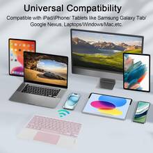 10-Inch Rechargeable Wireless Bluetooth Touchpad Keyboard, Thin And Portable, Compatible With IPad, IOS, Android And Windows Devices, Long Battery Life. Christmas/New Year Gift (2026) - Multicolor - View 2
