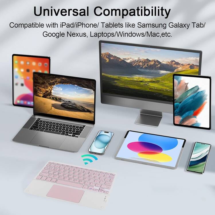 10インチ 充電式 ワイヤレス Bluetoothタッチパッドキーボード、薄型ポータブル、iPad、iOS、Android、Windowsデバイス対応、長バッテリー寿命。クリスマス/新年ギフト(2026年) - マルチカラー - 見る 2