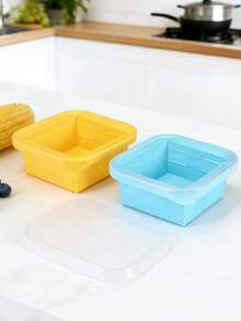 Bandeja de congelador de silicona con tapa, molde para congelar sopa, bandeja de cubitos de hielo de silicona extra grande, recipiente de almacenamiento de alimentos para congelar y almacenar sopas, caldos, salsas y sobras, recipiente reutilizable para preparación de comidas - Multicolor - Ver 5