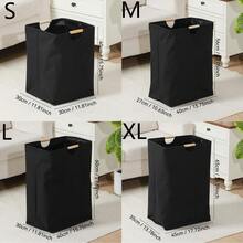 1pc Dirty Clothes Basket, Foldable Handheld Fabric Laundry Hamper For Home, Bedroom, Bathroom Storage - Black - View 9