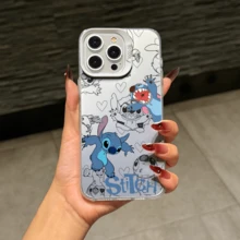 Disney Lilo & Stitch Angel Series  Case, Cute Cartoon Anime Design, Suitable For  17, 16, 15, 14, 13, 12, 11 Pro Max, XS, XR And X, Features A Reflective Back And Shockproof Corners. Perfect As A Birthday Gift, Holiday Gift, Or Valentine's Day Gift. - Hồng - Xem 9