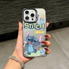Disney Lilo & Stitch Angel Series  Case, Cute Cartoon Anime Design, Suitable For  17, 16, 15, 14, 13, 12, 11 Pro Max, XS, XR And X, Features A Reflective Back And Shockproof Corners. Perfect As A Birthday Gift, Holiday Gift, Or Valentine's Day Gift. - Pink - View 7