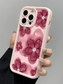 1 chiếc ốp lưng điện thoại TPU chống sốc, màu hồng nhuộm hoa đỏ, thiết kế tối giản, phủ toàn màn hình, tương thích với Apple 17, 16, 15, 14, 13, 12, 11 Pro Max, Air và Series, phiên bản quốc tế, không phải phiên bản nội địa. - Nhiều màu - Xem 3