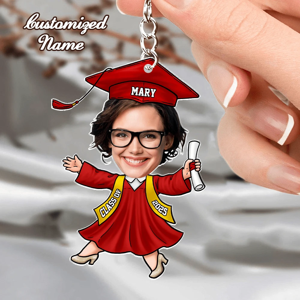 Customizable Acrylic Graduation Keychain With Funny Expressions, Personalized Acrylic Keychain, Graduation Gift, Teacher Gift, Personalized Keychain - Multicolor - View 1