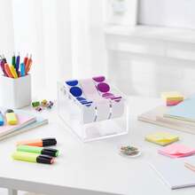 1 Adjustable Label Dispenser, 3 Rolls Of Sticker Holder, Sticker Dispenser, Label Roll Holder, Acrylic Tape Organizer, Suitable For Office And Home Desktop. - Multicolor - View 2