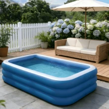 1个豪华可折叠便携式多层充气游泳池，适合成人和家庭使用 - 耐用加厚PVC材质，非常适合在花园、后院或屋顶进行水上娱乐活动 - 彩色 - 查看 6