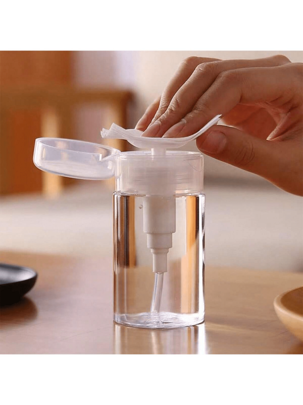 1pc/2pcs 150ml 120ml 100ml Portable Refillable Transparent PET Travel Bottles With Pump Dispenser, Suitable For Nail Polish Remover, Toner And Makeup Remover, Dome Design, Hand Wash Only, Reusable, Makeup Remover Bottle