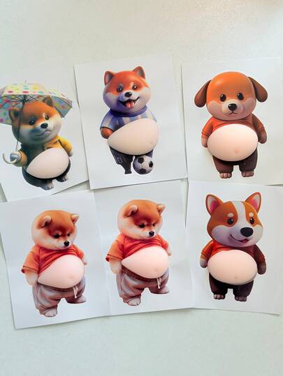 New Creative Pet Belly Relief Sticker, Cute 3D Corgi Sticker, DIY Handmade Sticker, Super Soft Silicone Anti-Collision Sticker, Phone Decoration Sticker, Suitable For Car, Home, Laptop, School Supplies And More